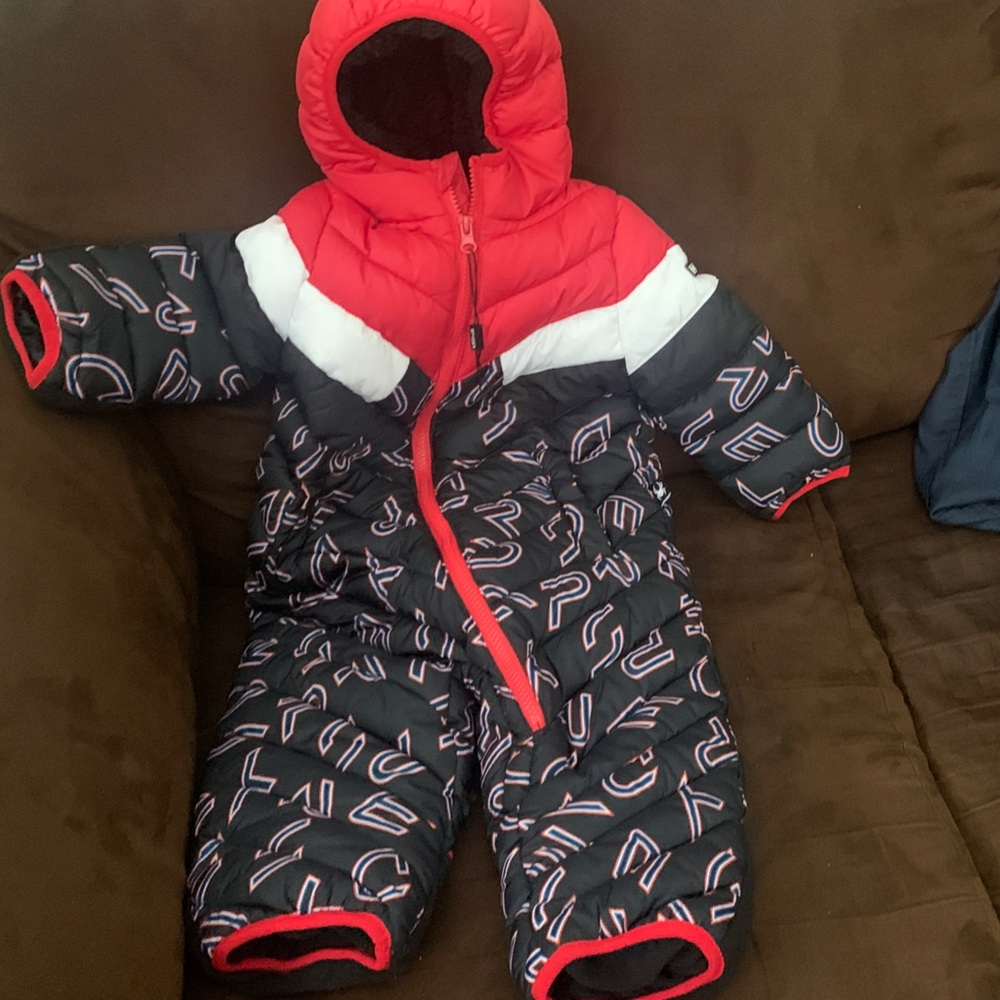Red and Black Hooded Snowsuit